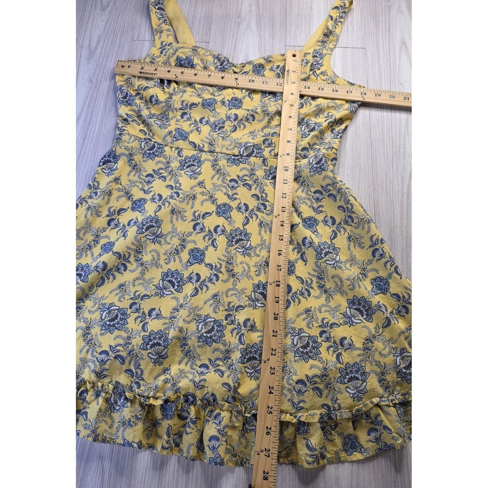 City Studio‎ Yellow Blue Floral Sweetheart Dress Juniors XL Ruffle Hem Sundress - Picture 9 of 9
